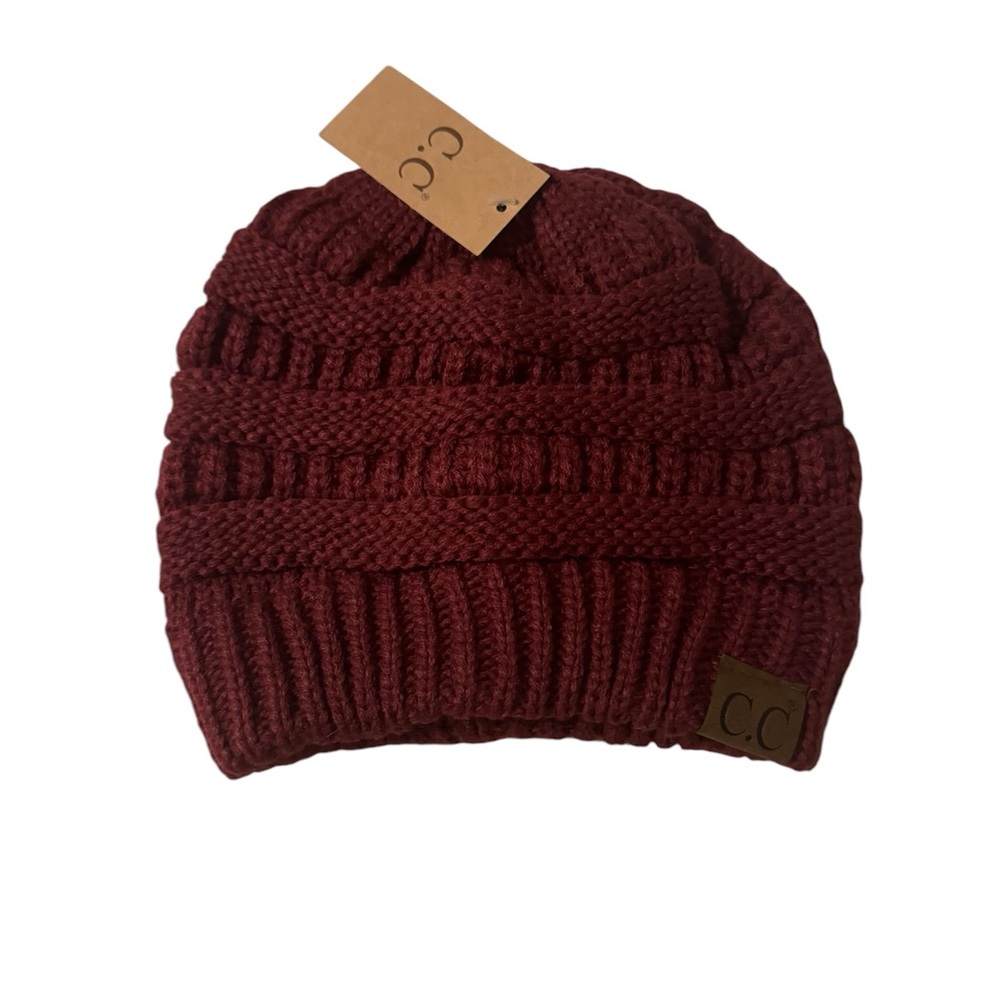C.C Burgundy Knit Beanie